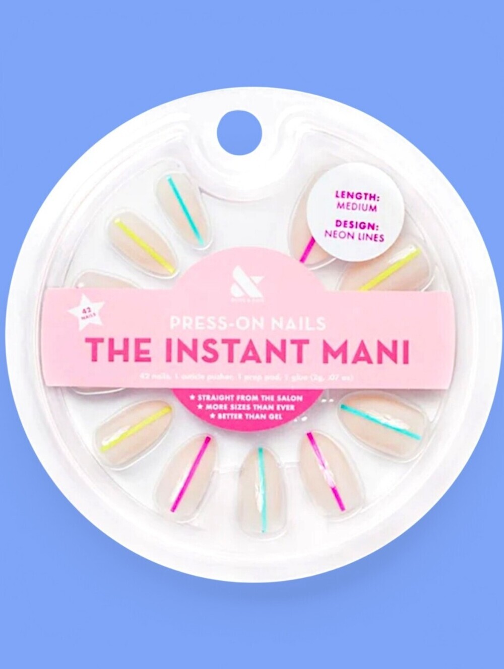 Olive & June The Instant Mani press-on nail set in the Neon Lines design Almond - Picture 1 of 11